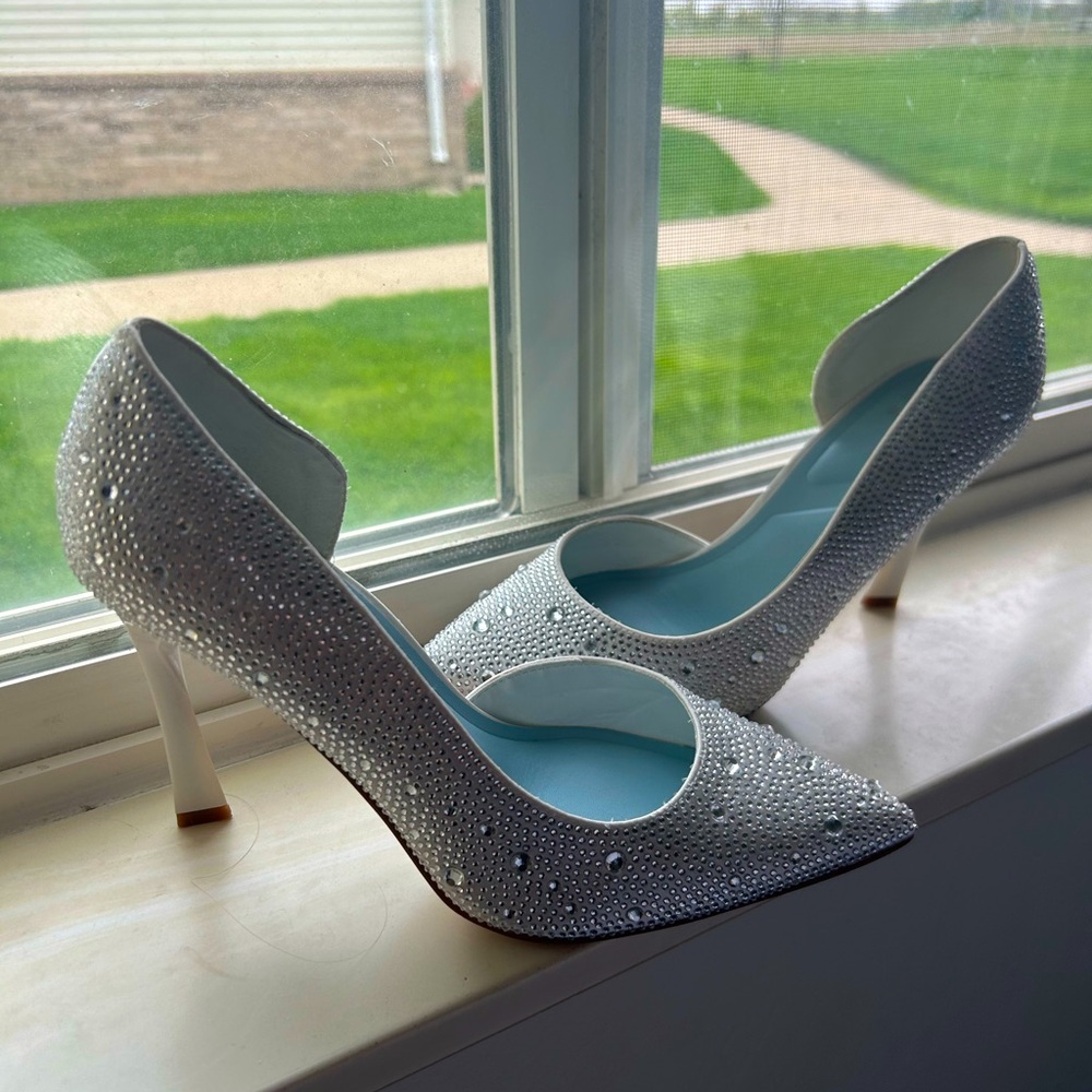 Mix No. 6 bedazzled bridal pumps